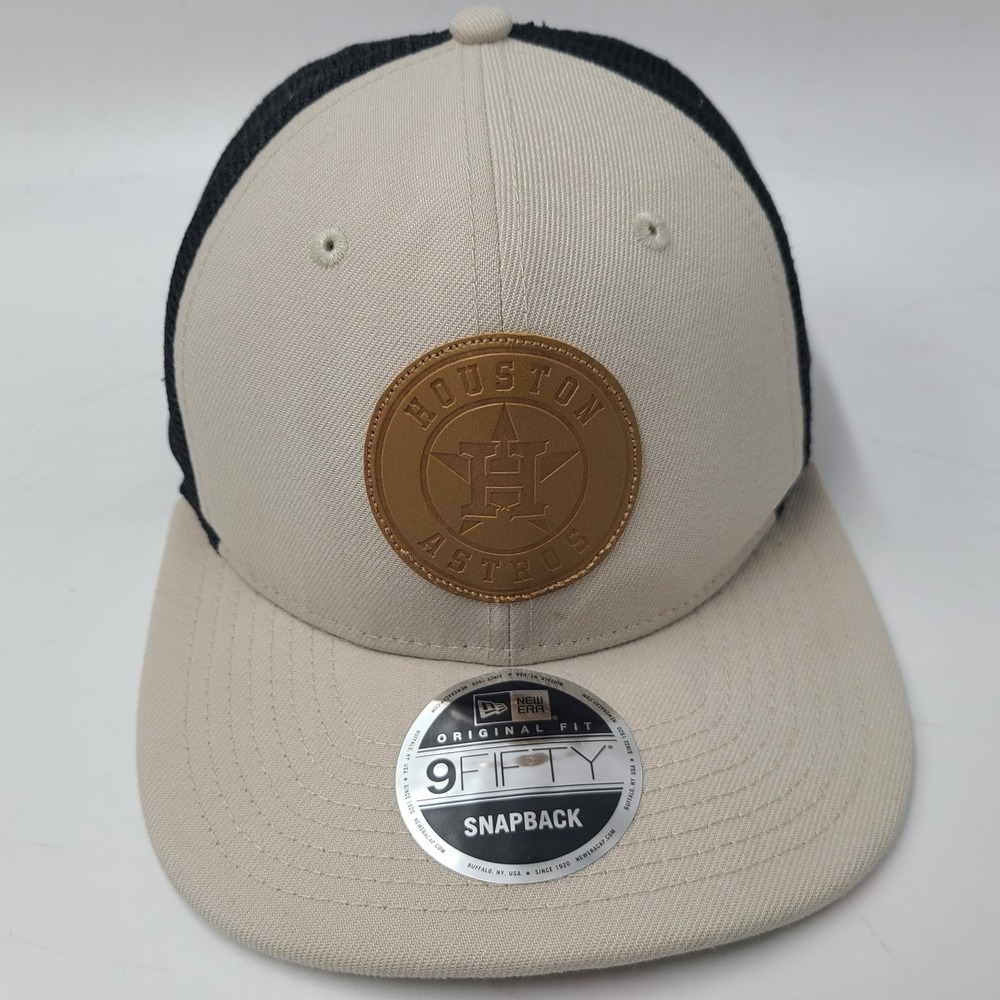 Houston Astros Hat Snapback (Fits Small) New Era 9Fifty Mesh Beige Black Men MLB
